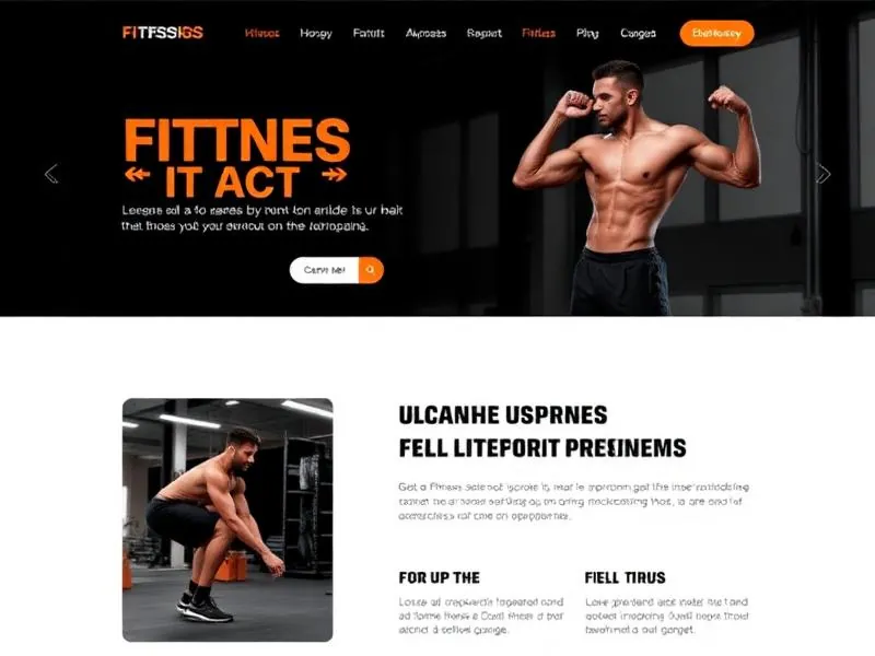 Designbeispiel einer Website für Fitnessstudio: Designbeispiel Fitness (KI-generiertes Mockup)